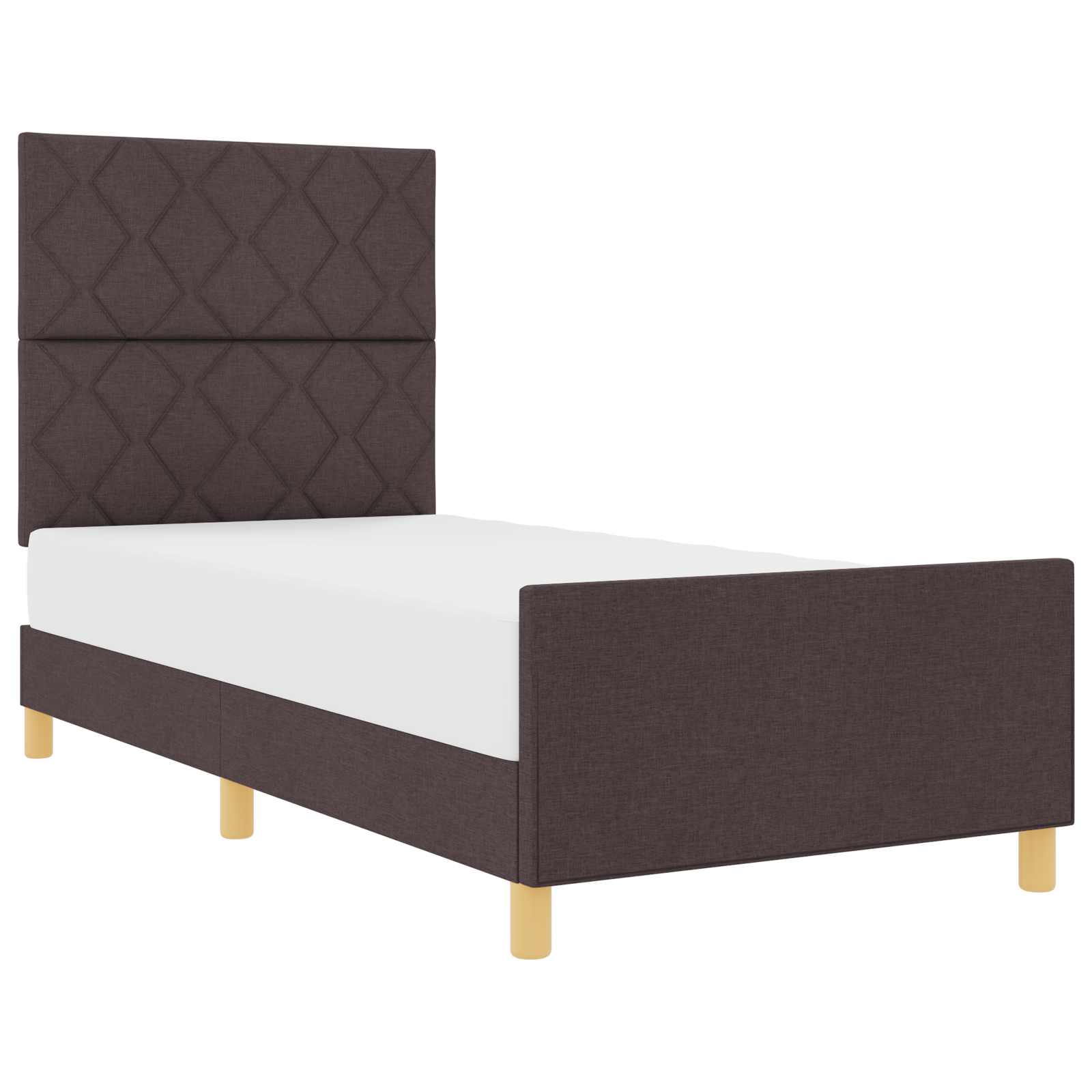Cadre de lit avec tête de lit Marron foncé 100 x 200 cm tissu - XIOS