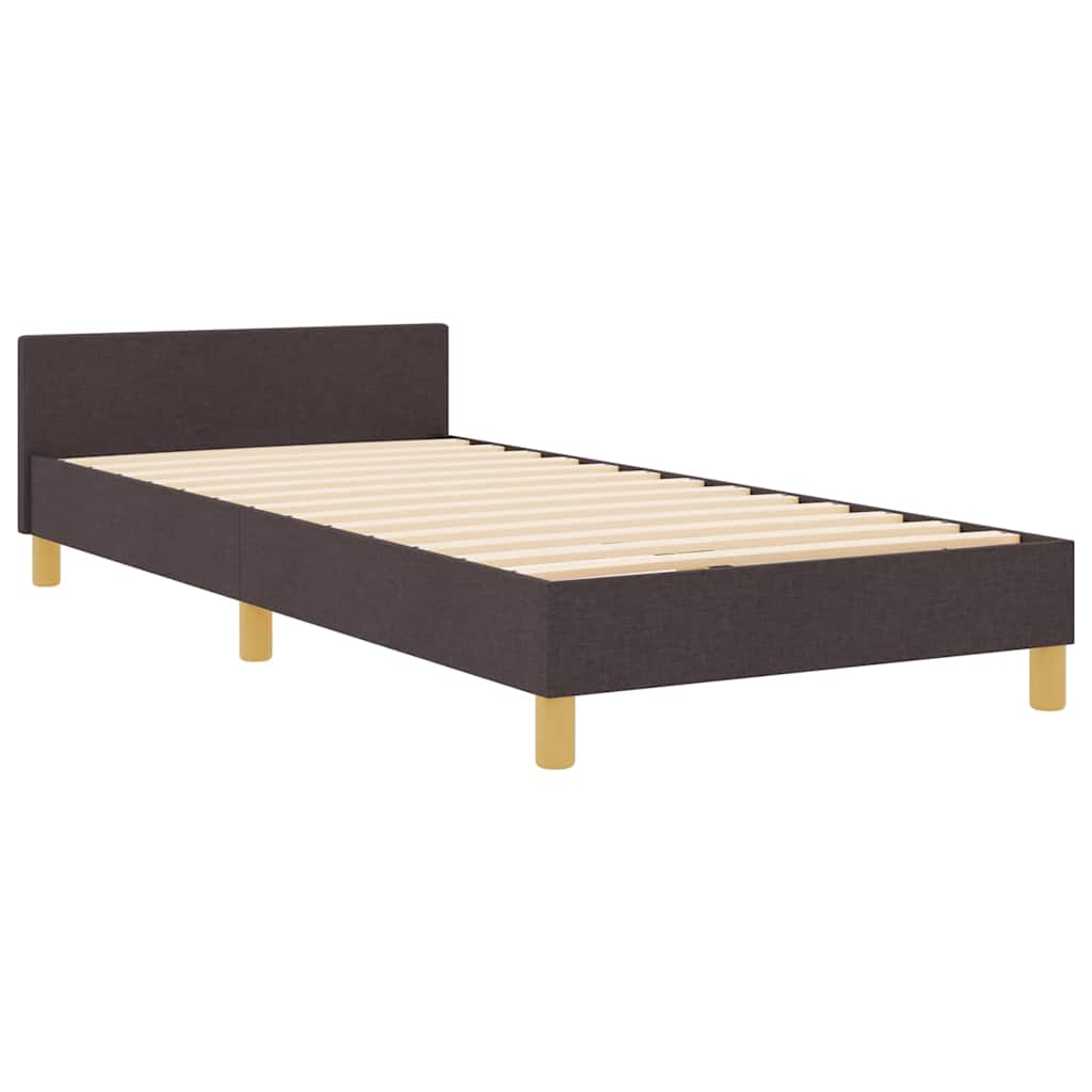 Cadre de lit avec tête de lit Marron foncé 100 x 200 cm tissu - XIOS