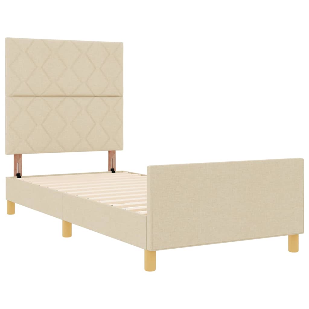 Cadre de lit avec tête de lit Crème 100 x 200 cm tissu - XIOS