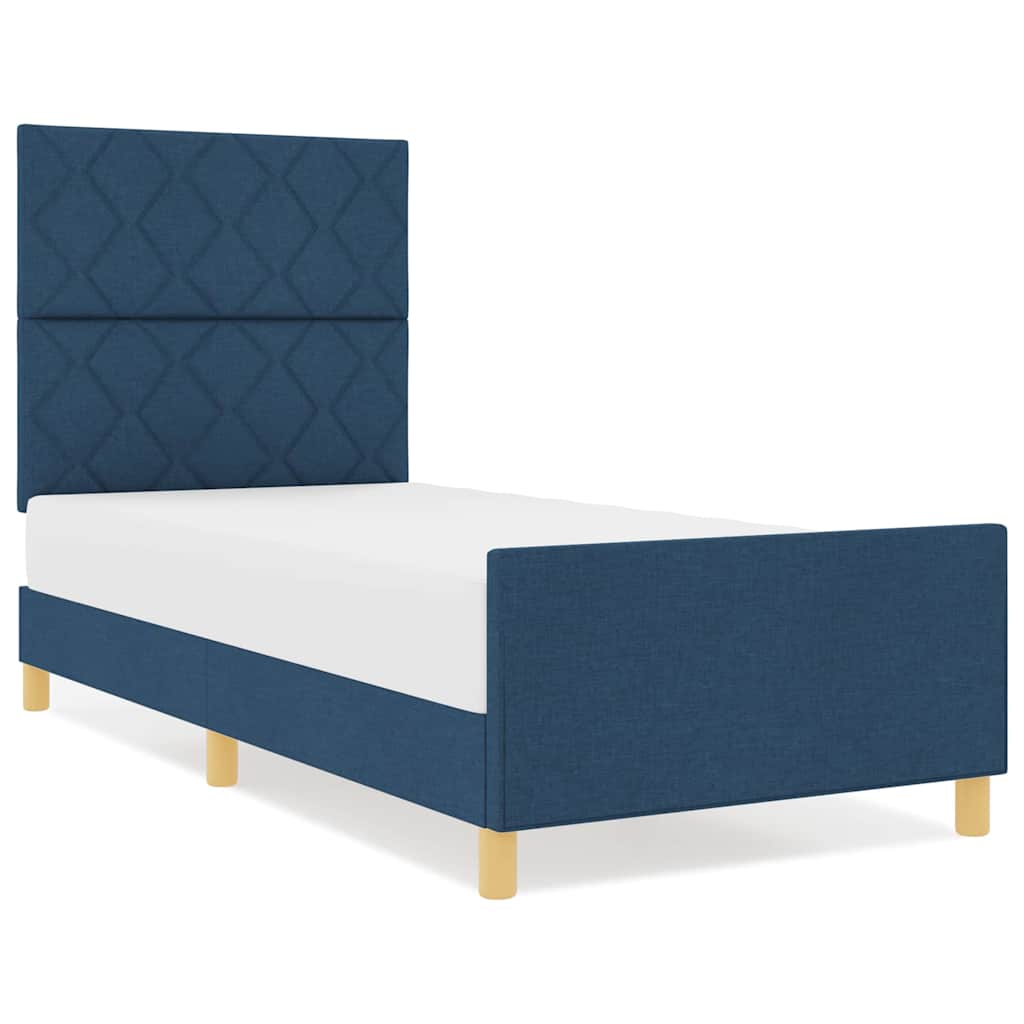 Cadre de lit avec tête de lit Bleu 100 x 200 cm tissu - XIOS