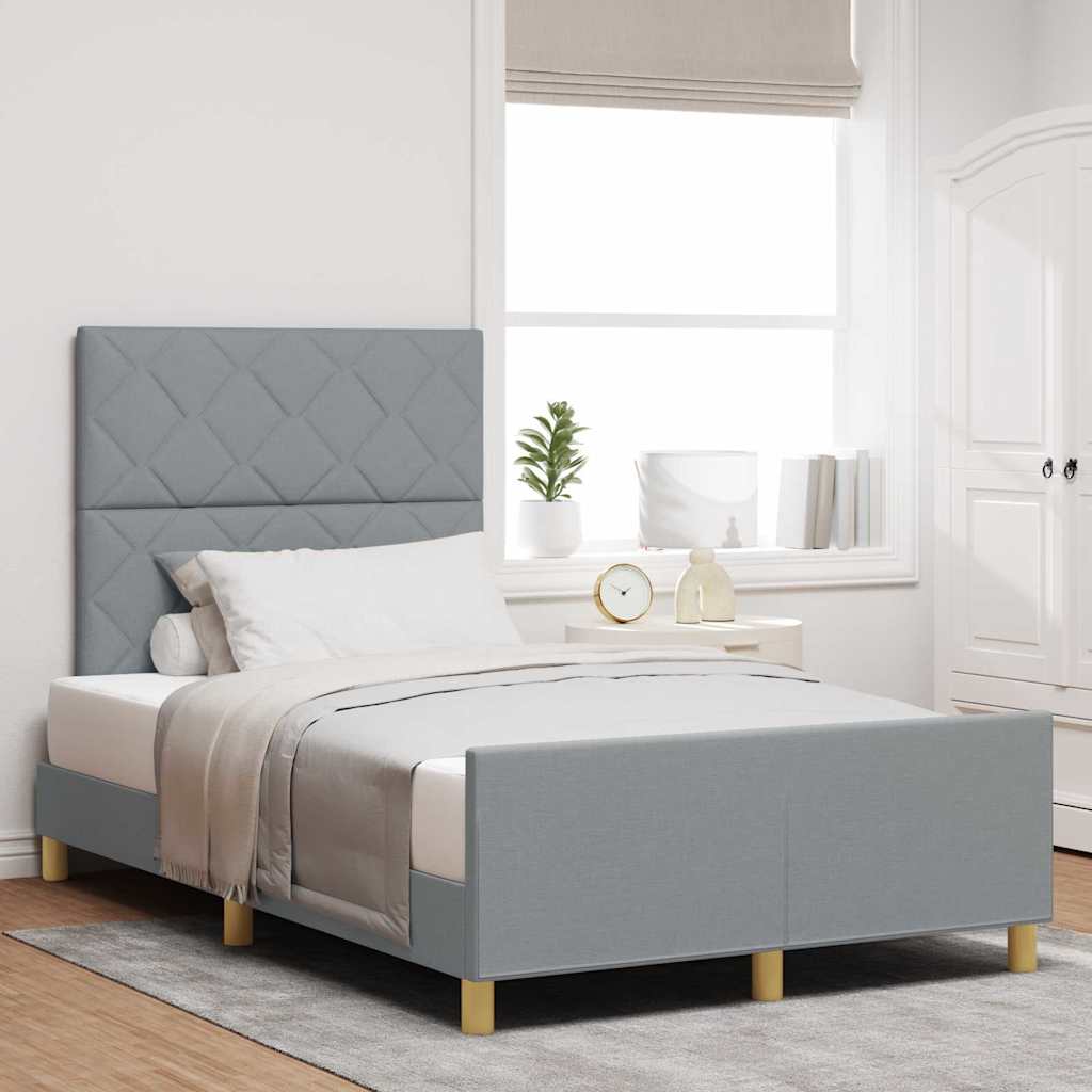 Cadre de lit avec tête de lit Gris clair 120 x 190 cm tissu - XIOS