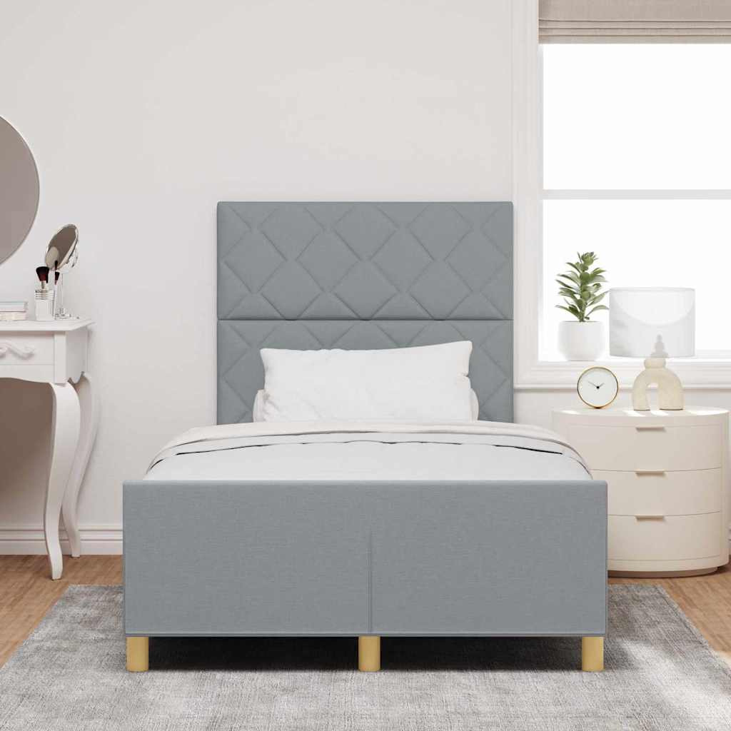 Cadre de lit avec tête de lit Gris clair 120 x 190 cm tissu - XIOS