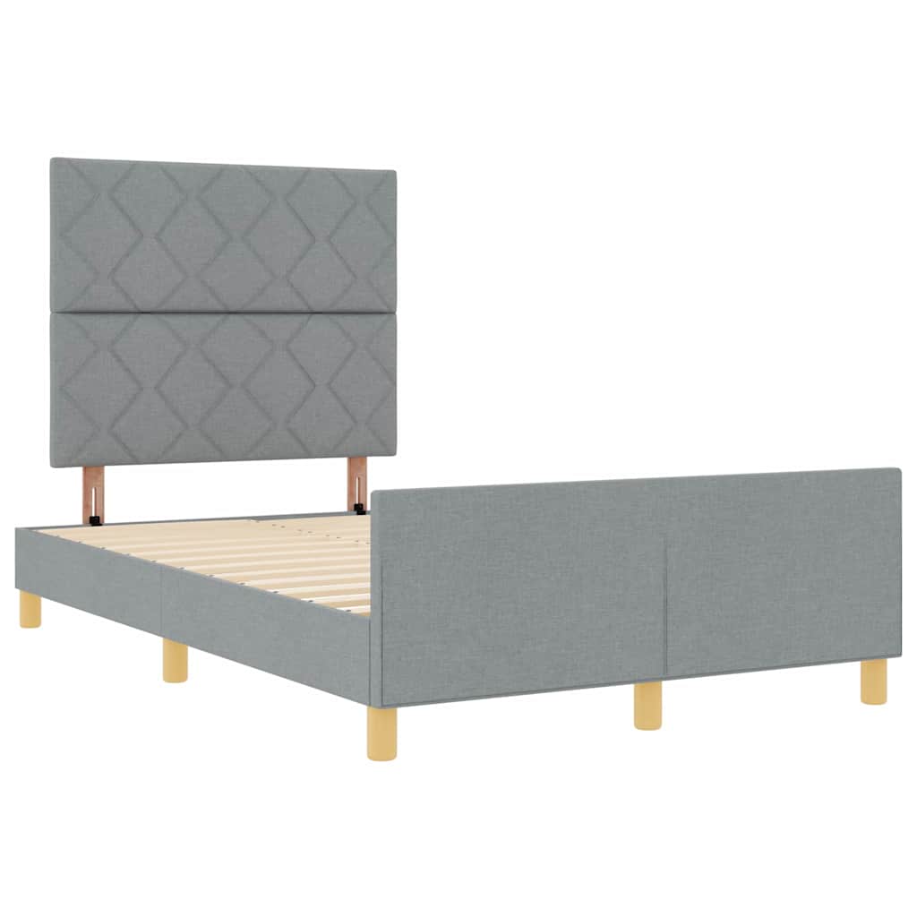 Cadre de lit avec tête de lit Gris clair 120 x 190 cm tissu - XIOS