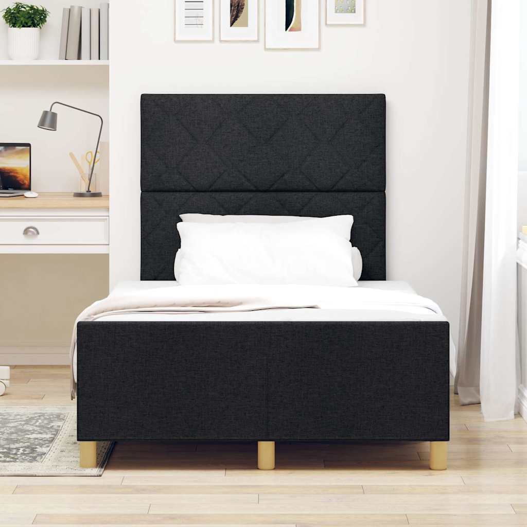 Cadre de lit avec tête de lit Noir 120 x 190 cm tissu - XIOS