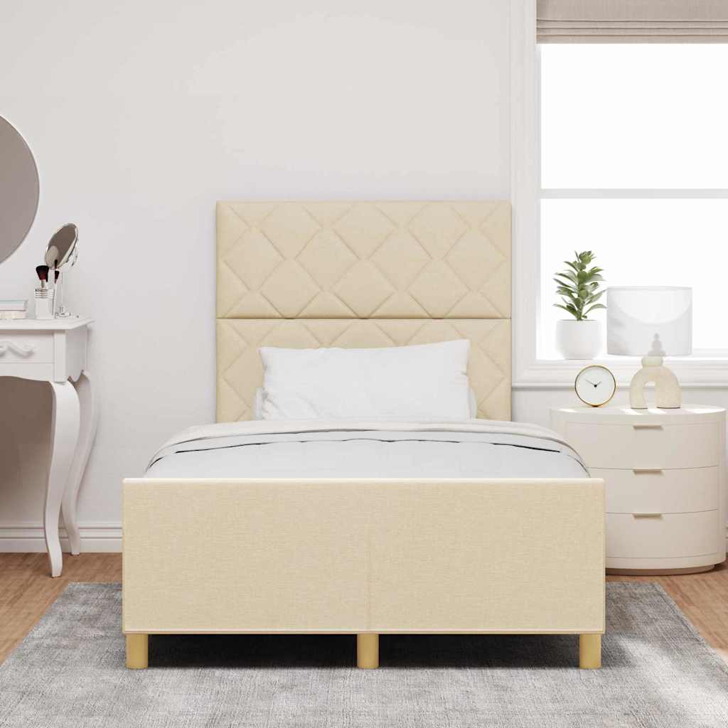 Cadre de lit avec tête de lit Crème 120 x 190 cm tissu - XIOS