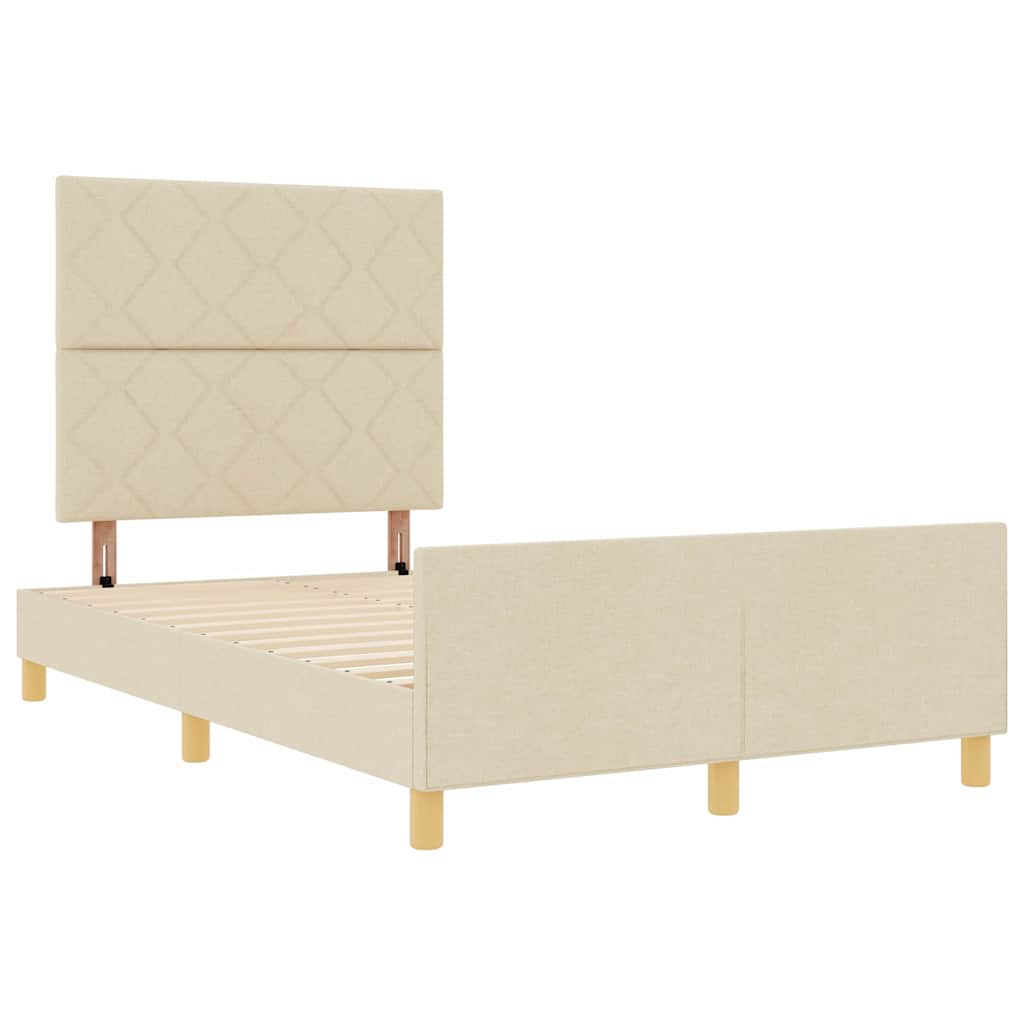 Cadre de lit avec tête de lit Crème 120 x 190 cm tissu - XIOS