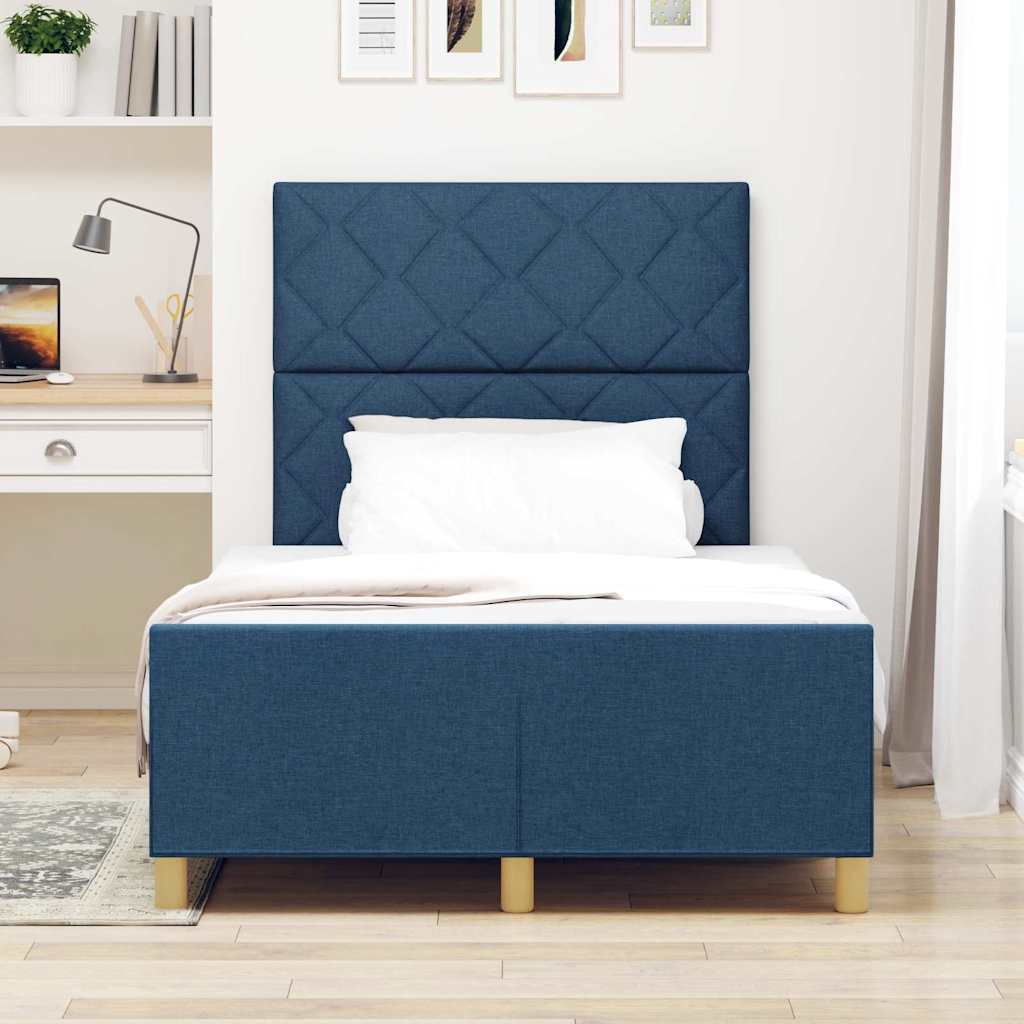Cadre de lit avec tête de lit Bleu 120 x 190 cm tissu - XIOS
