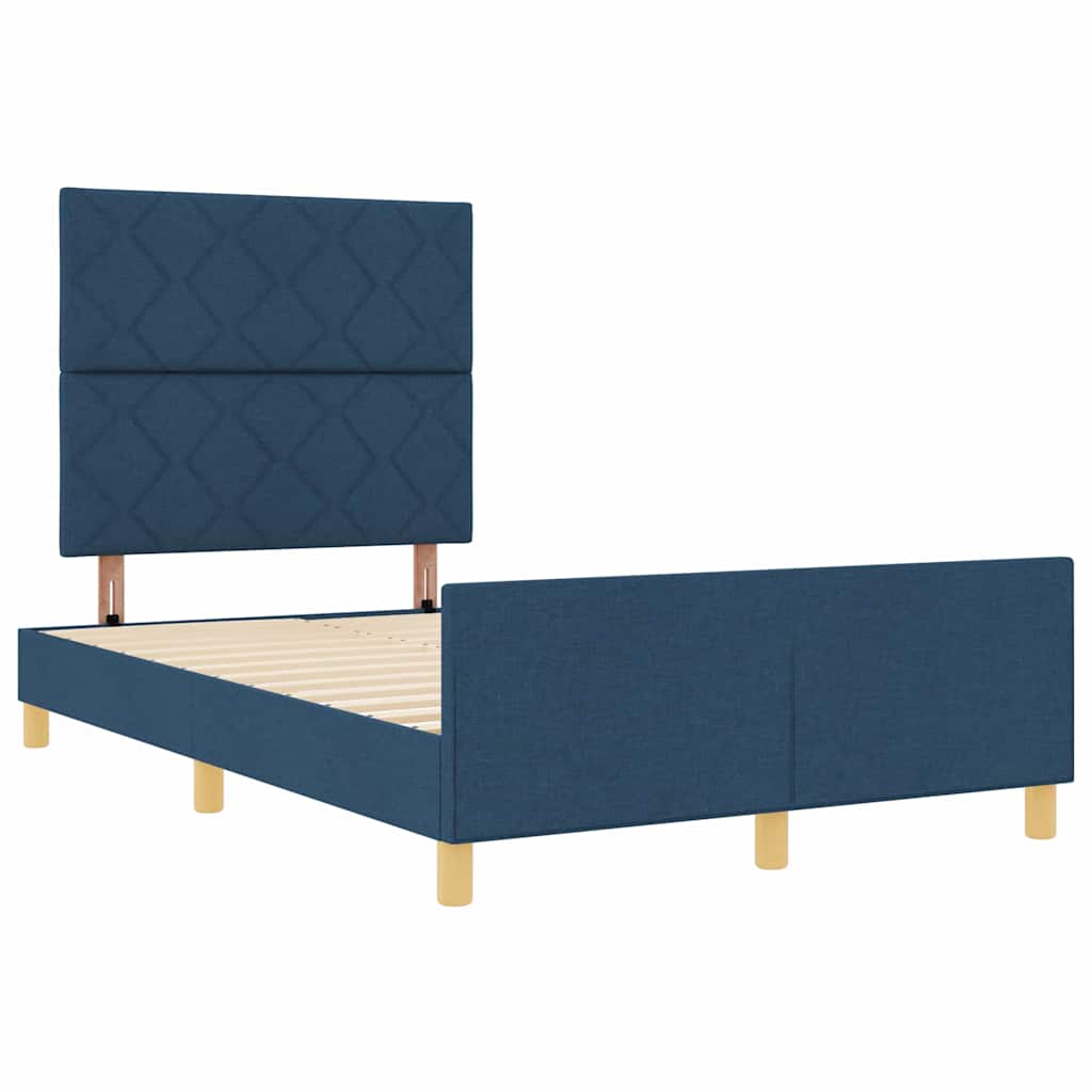 Cadre de lit avec tête de lit Bleu 120 x 190 cm tissu - XIOS