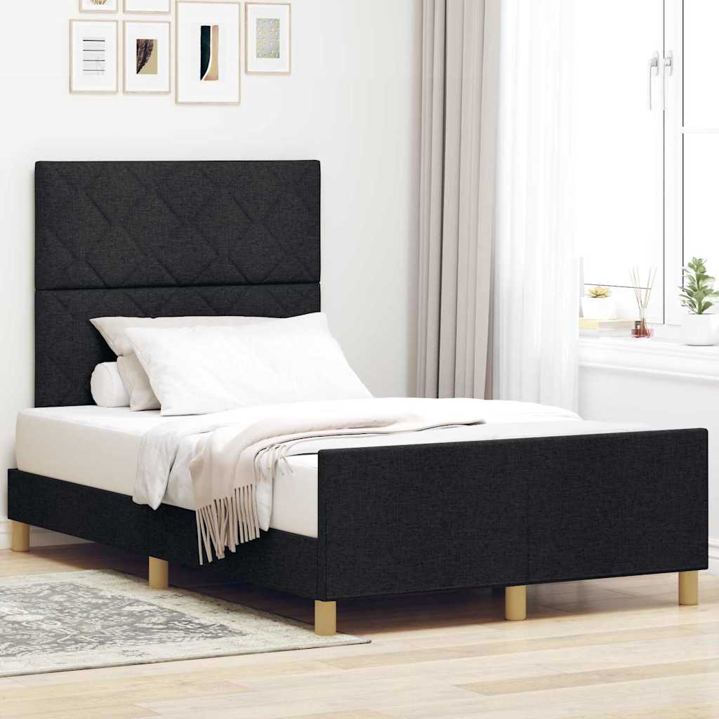 Cadre de lit avec tête de lit Noir 120 x 200 cm tissu - XIOS