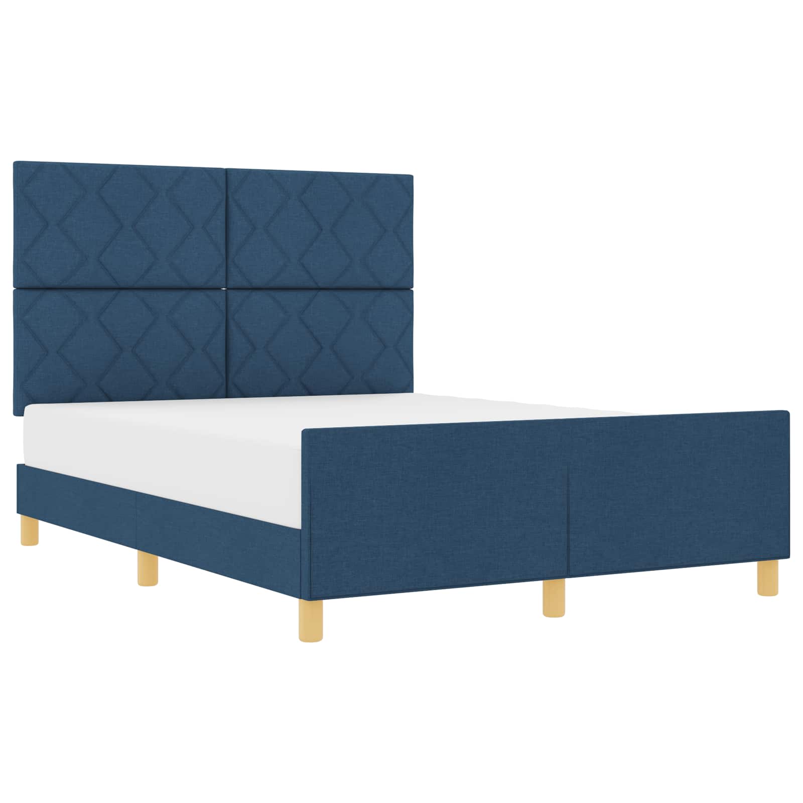 Cadre de lit avec tête de lit Bleu 140 x 190 cm tissu