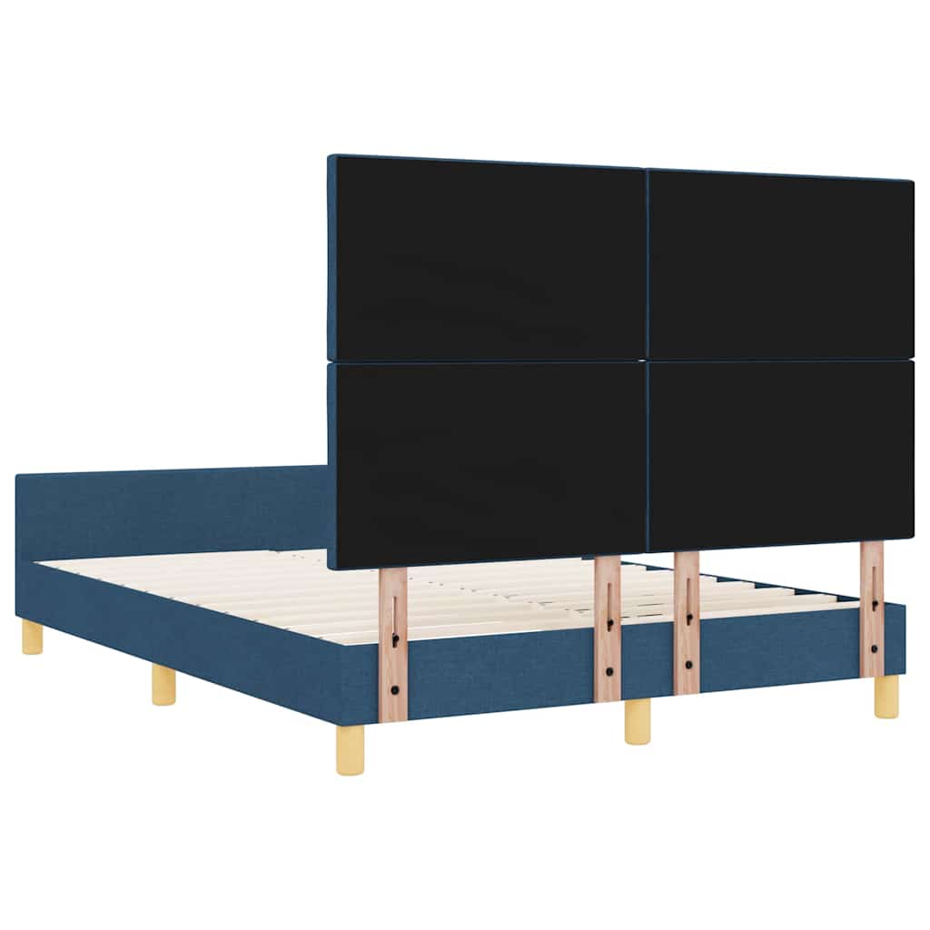Cadre de lit avec tête de lit Bleu 140 x 190 cm tissu