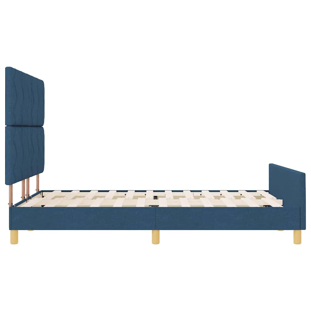 Cadre de lit avec tête de lit Bleu 140 x 190 cm tissu