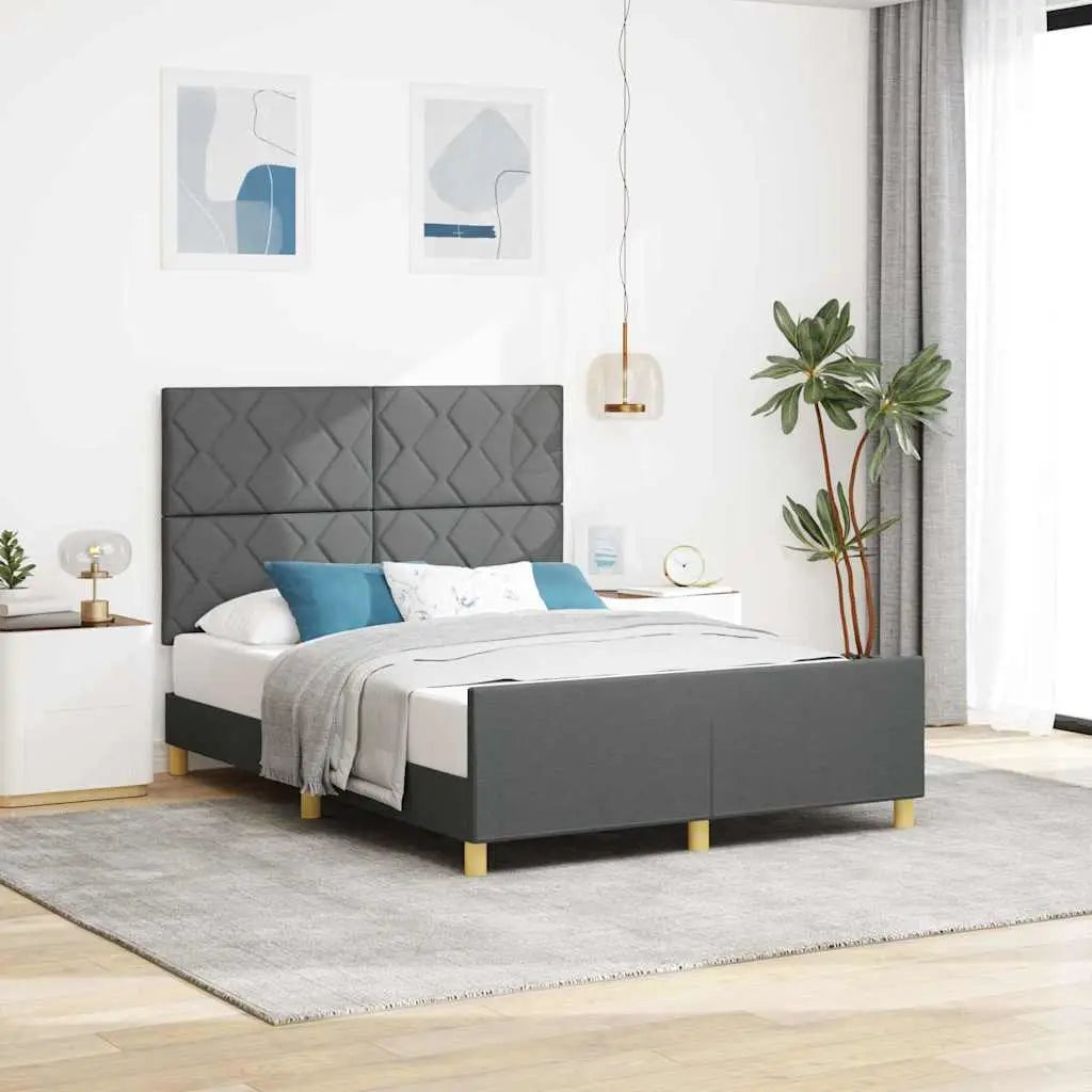 Cadre de lit avec tête de lit Gris foncé 140 x 200 cm tissu - XIOS