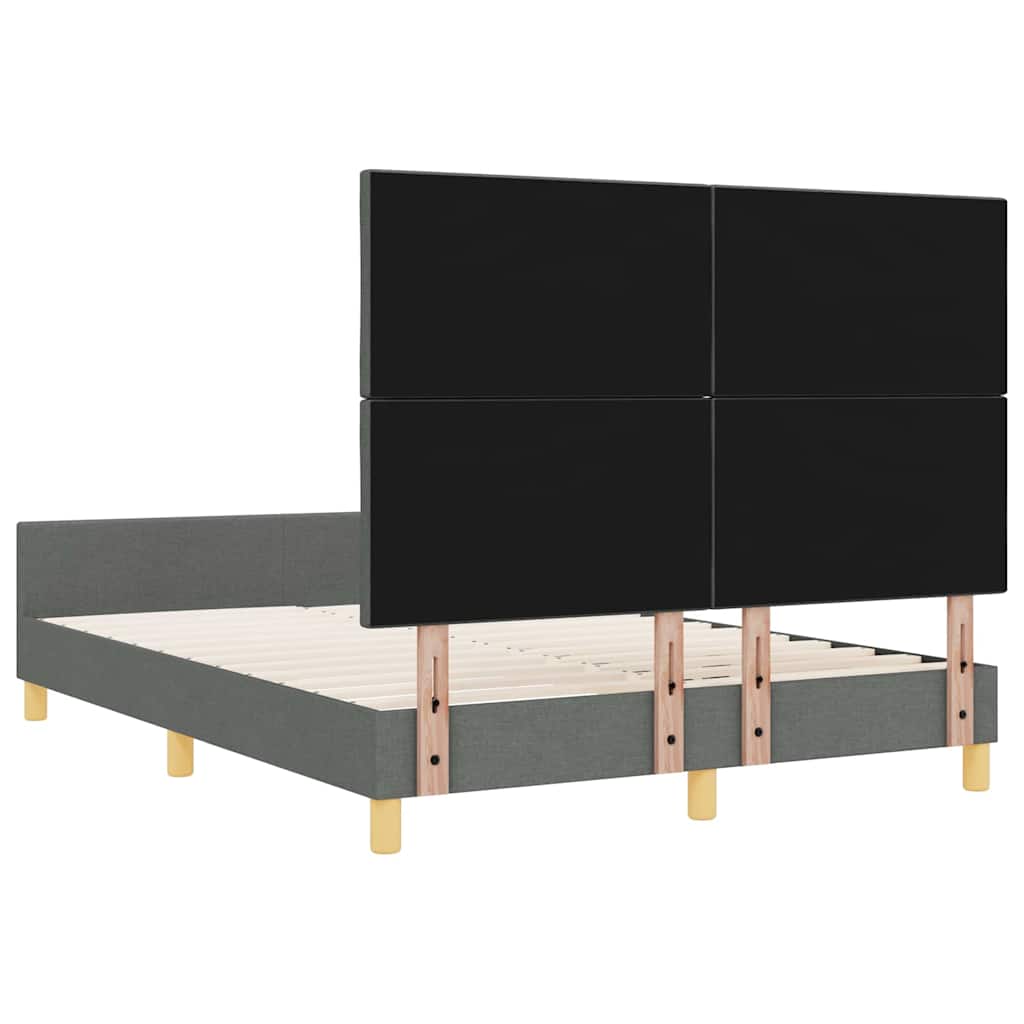 Cadre de lit avec tête de lit Gris foncé 140 x 200 cm tissu