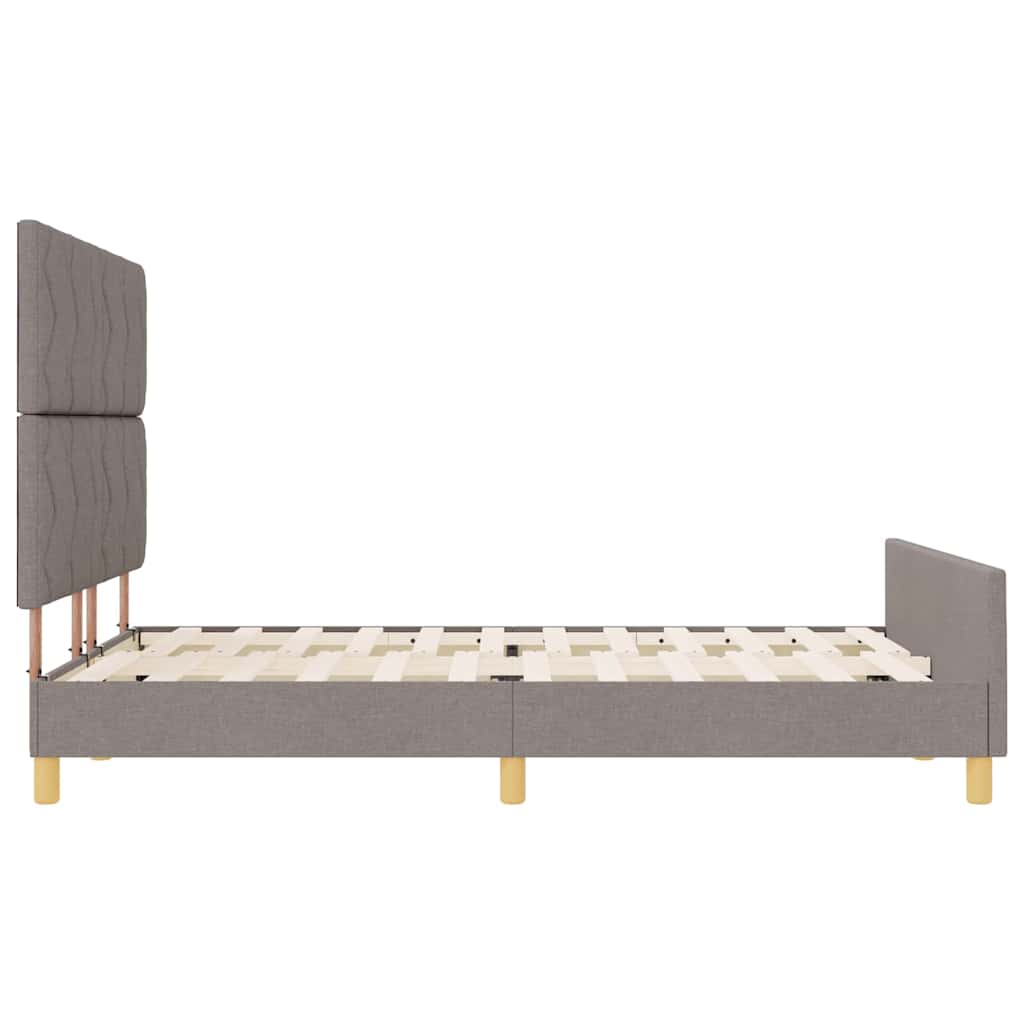 Cadre de lit avec tête de lit Taupe 140 x 200 cm tissu
