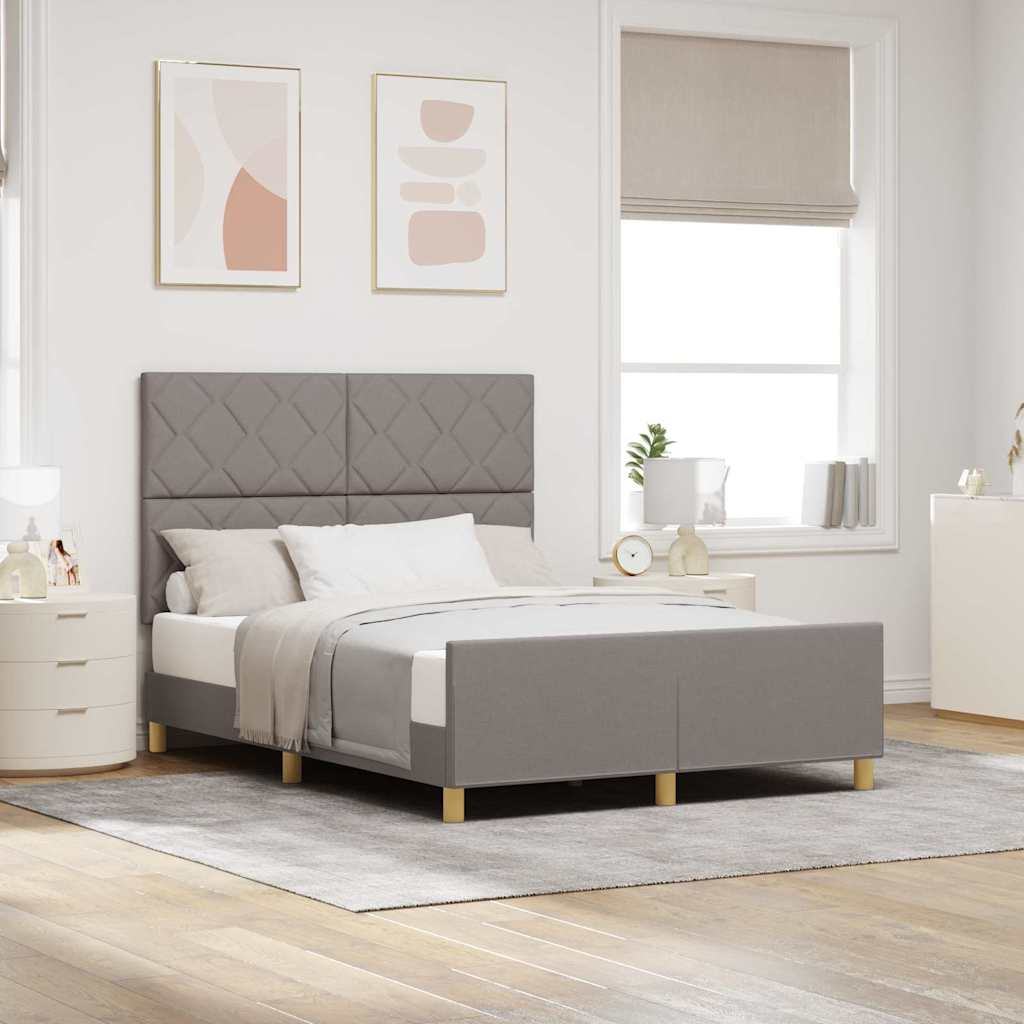 Cadre de lit avec tête de lit Taupe 160 x 200 cm tissu