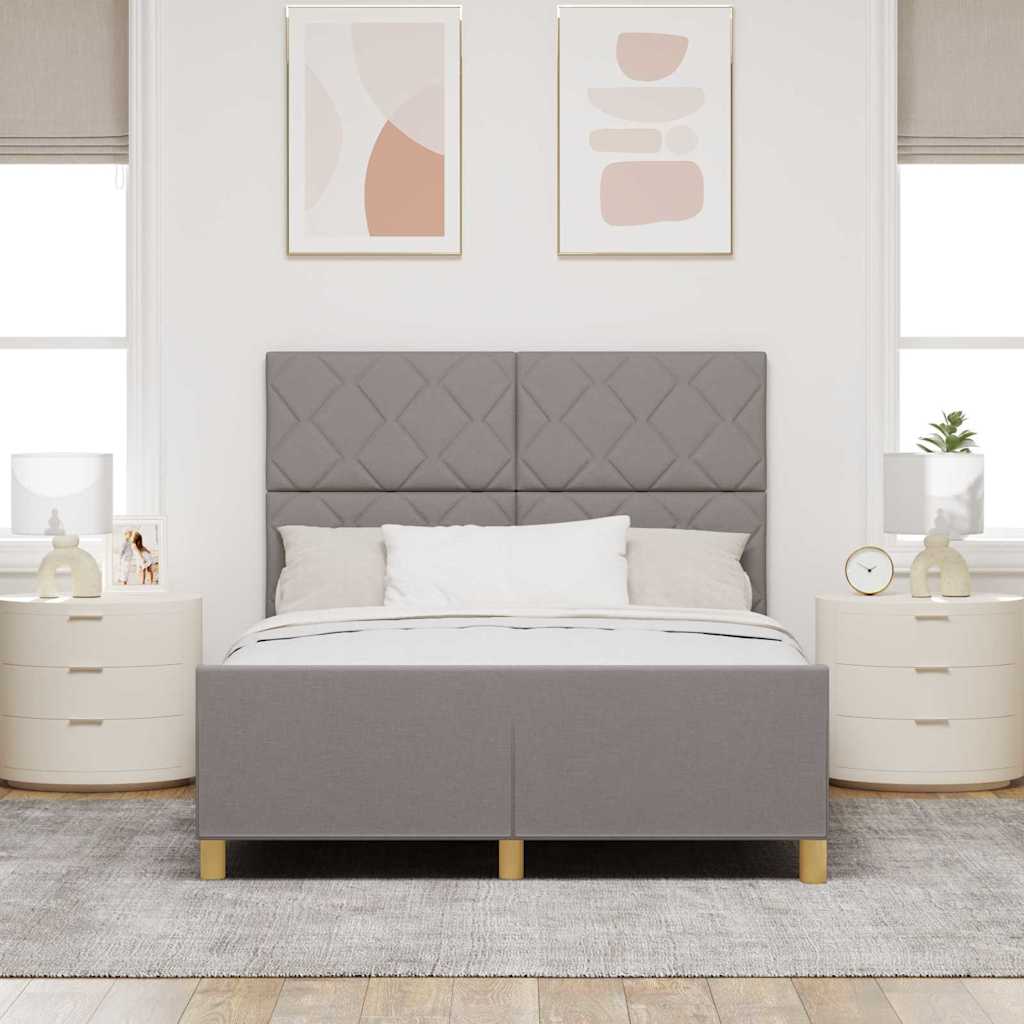 Cadre de lit avec tête de lit Taupe 160 x 200 cm tissu