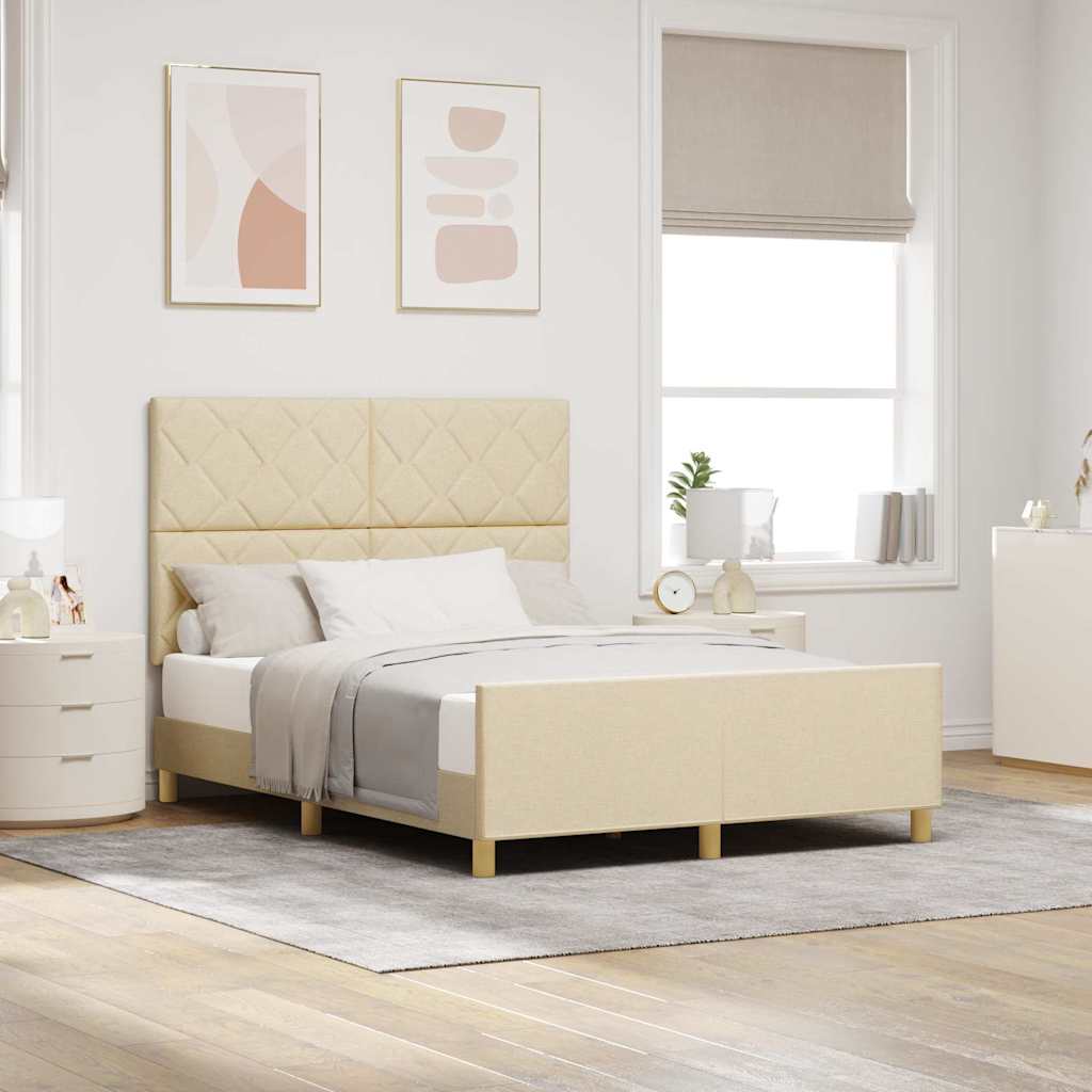 Cadre de lit avec tête de lit Crème 160 x 200 cm tissu