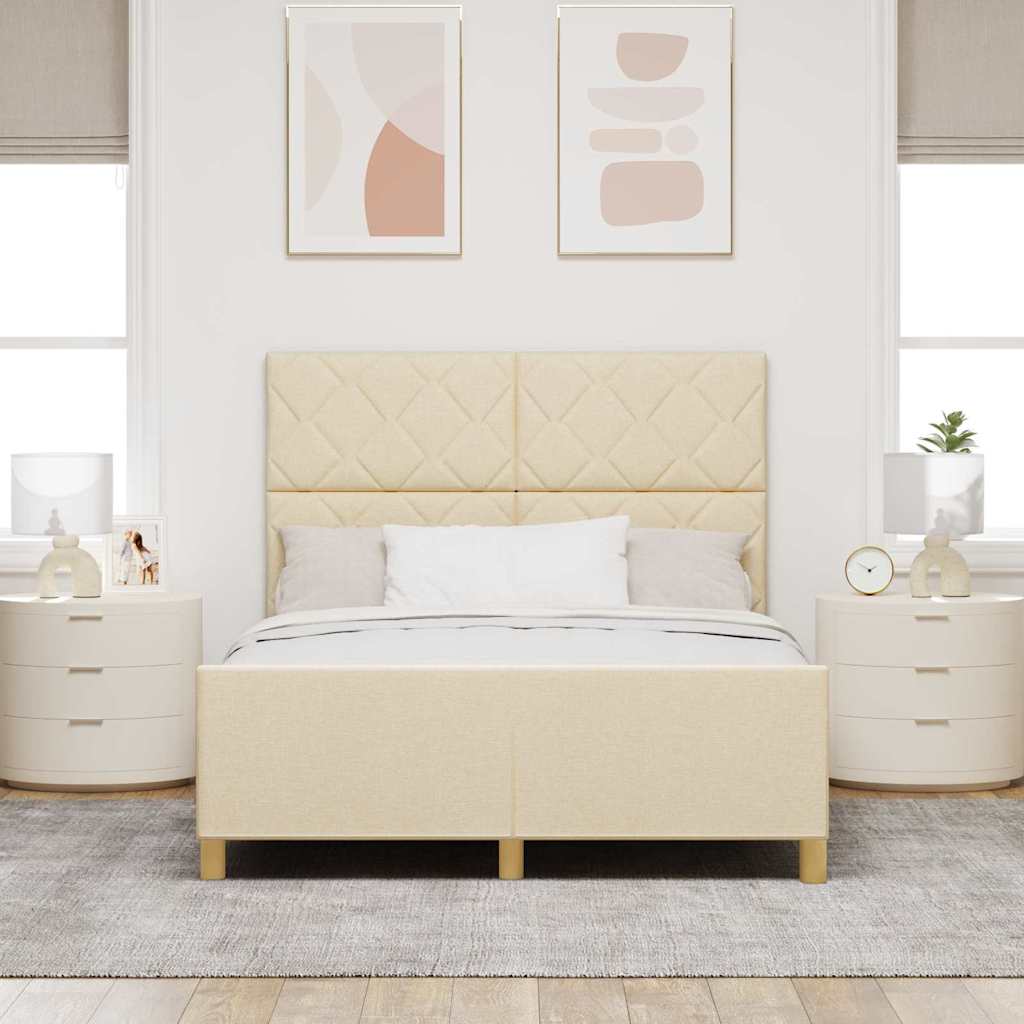 Cadre de lit avec tête de lit Crème 160 x 200 cm tissu