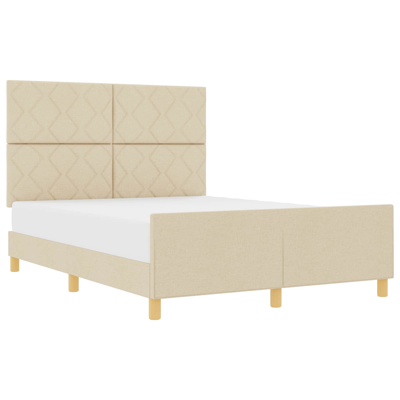 Cadre de lit avec tête de lit Crème 160 x 200 cm tissu