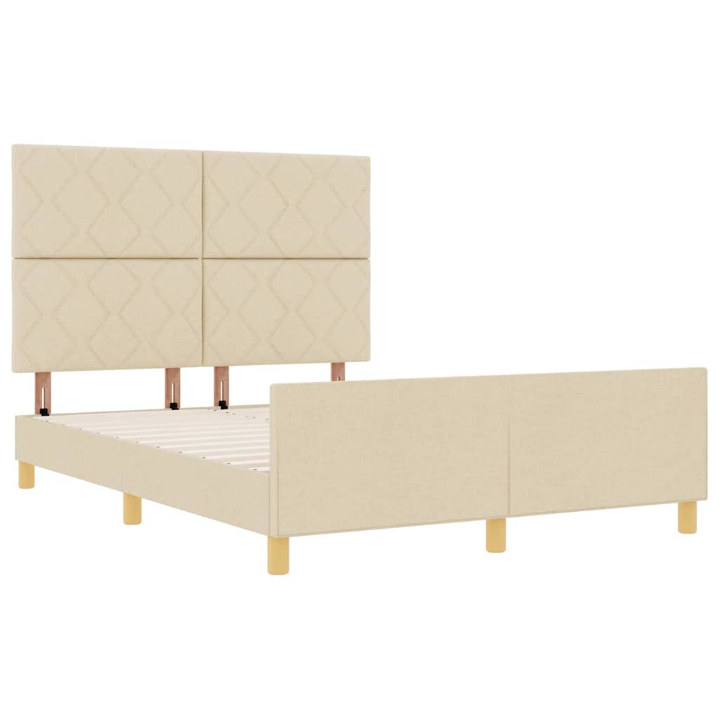 Cadre de lit avec tête de lit Crème 160 x 200 cm tissu