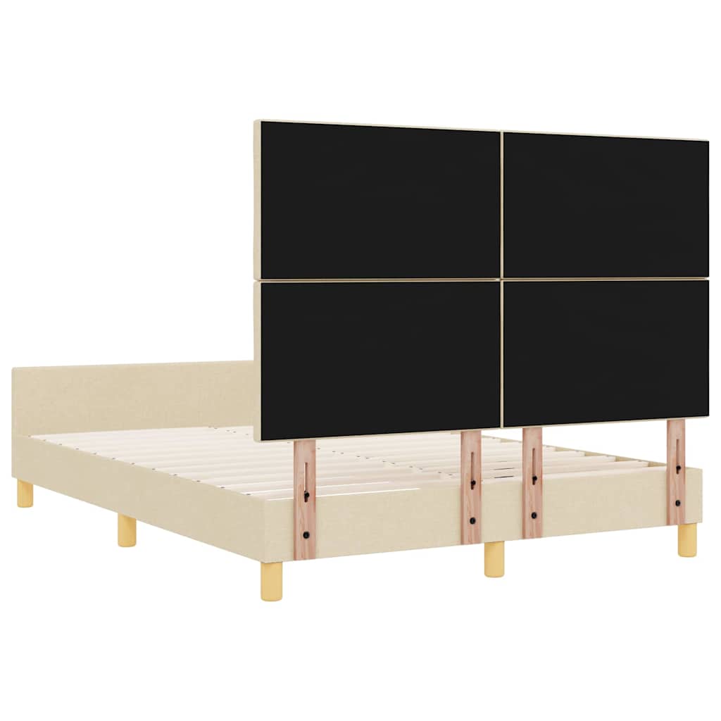 Cadre de lit avec tête de lit Crème 160 x 200 cm tissu