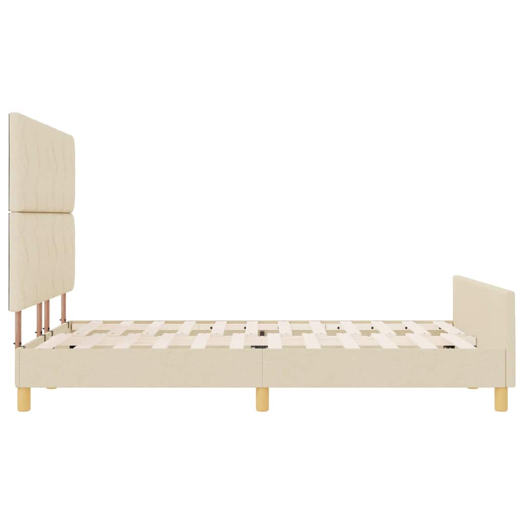Cadre de lit avec tête de lit Crème 160 x 200 cm tissu
