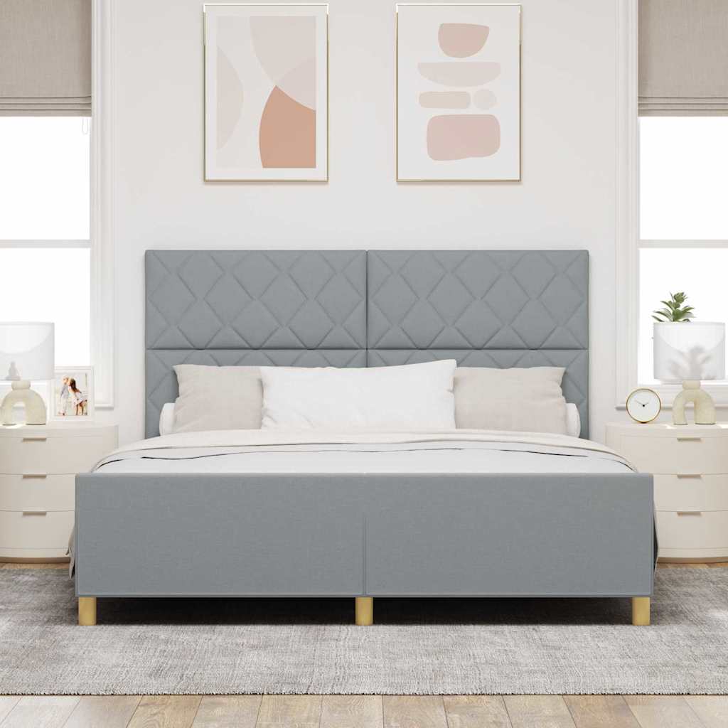 Cadre de lit avec tête de lit Gris clair 180 x 200 cm tissu