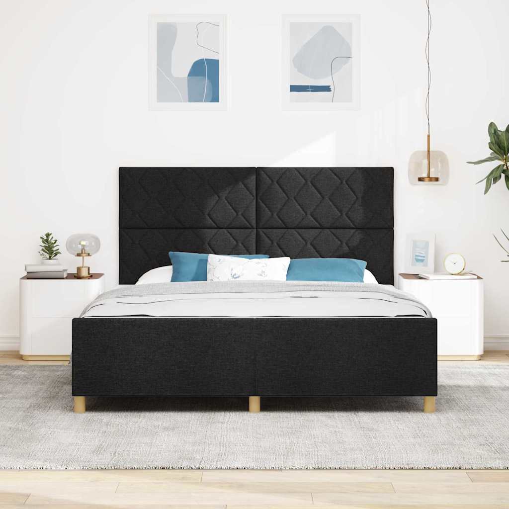 Cadre de lit avec tête de lit Noir 180 x 200 cm tissu