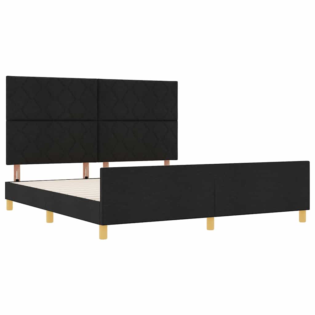 Cadre de lit avec tête de lit Noir 180 x 200 cm tissu