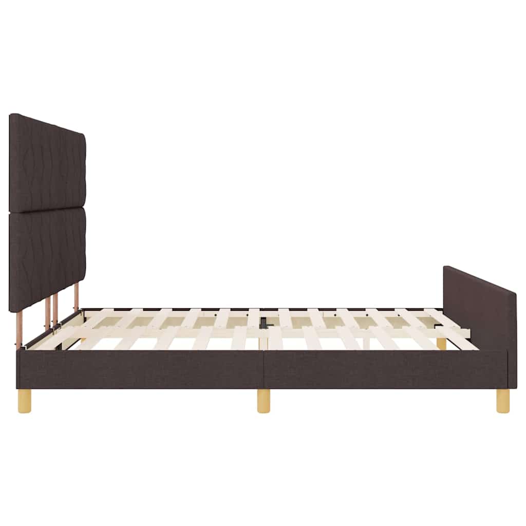 Cadre de lit avec tête de lit Marron foncé 180 x 200 cm tissu