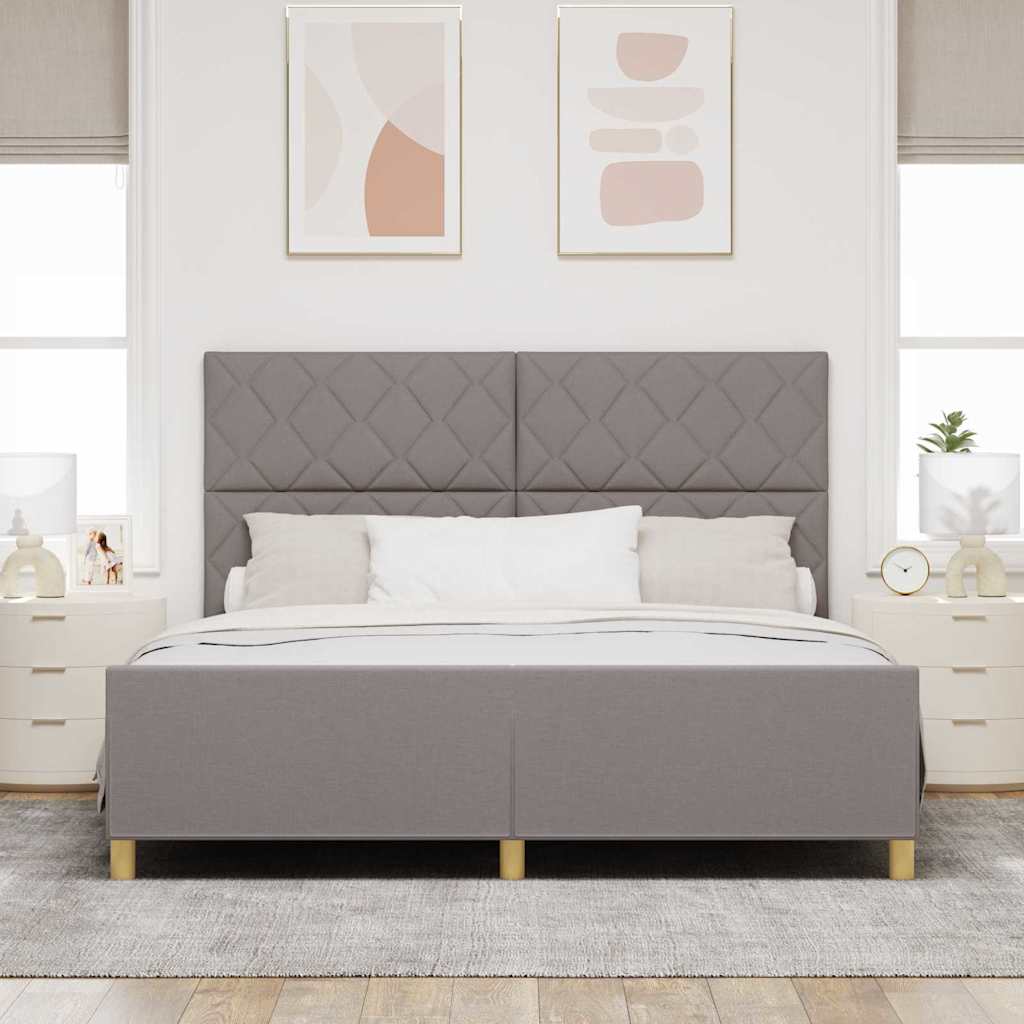 Cadre de lit avec tête de lit Taupe 180 x 200 cm tissu