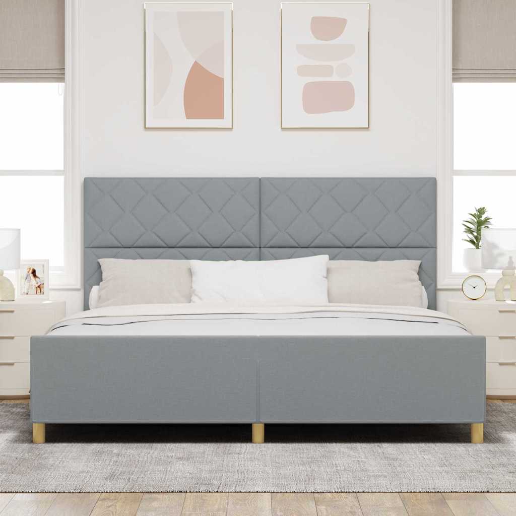 Cadre de lit avec tête de lit Gris clair 200 x 200 cm tissu - XIOS