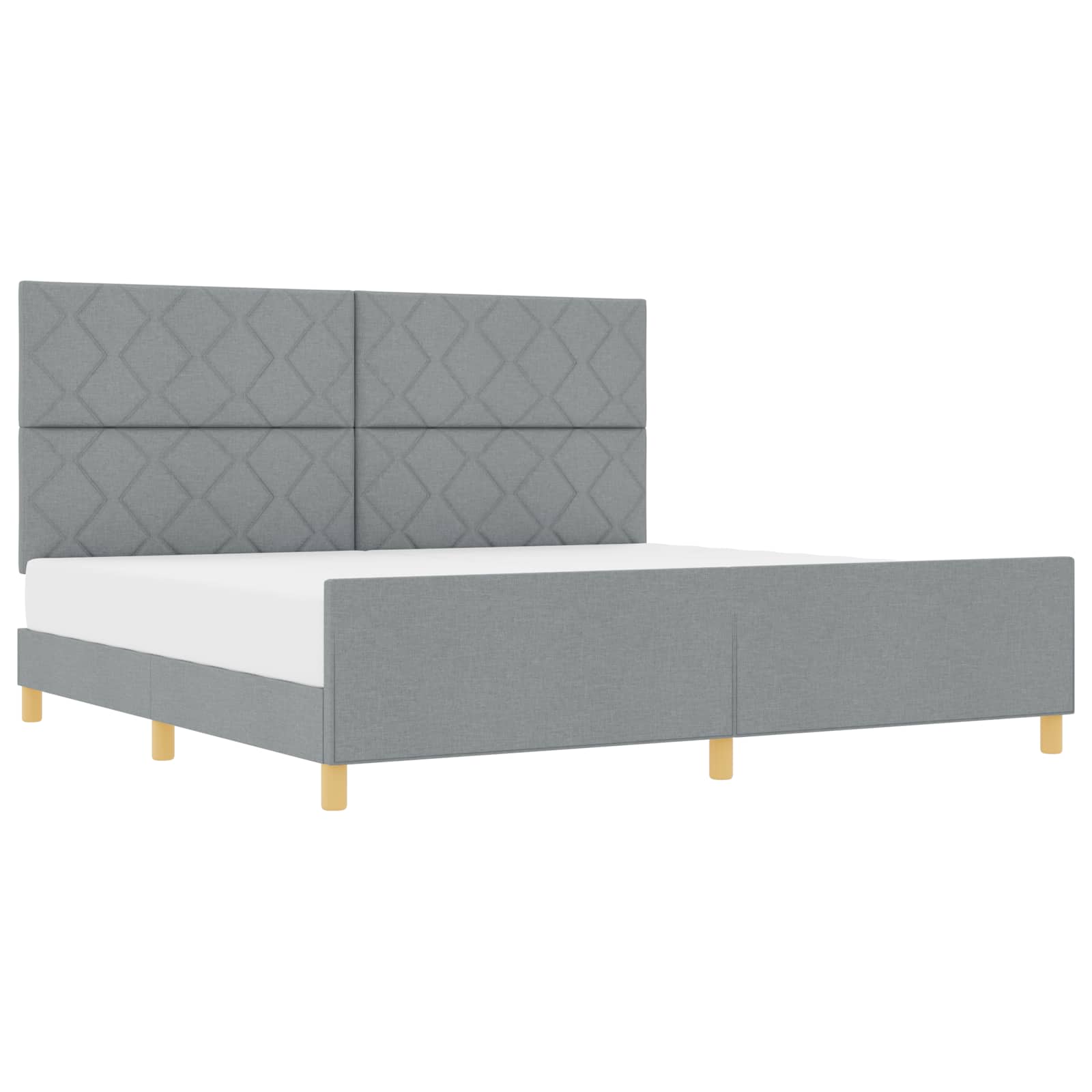 Cadre de lit avec tête de lit Gris clair 200 x 200 cm tissu - XIOS
