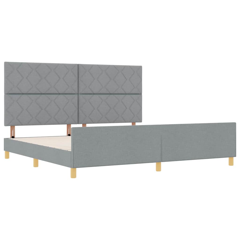 Cadre de lit avec tête de lit Gris clair 200 x 200 cm tissu - XIOS