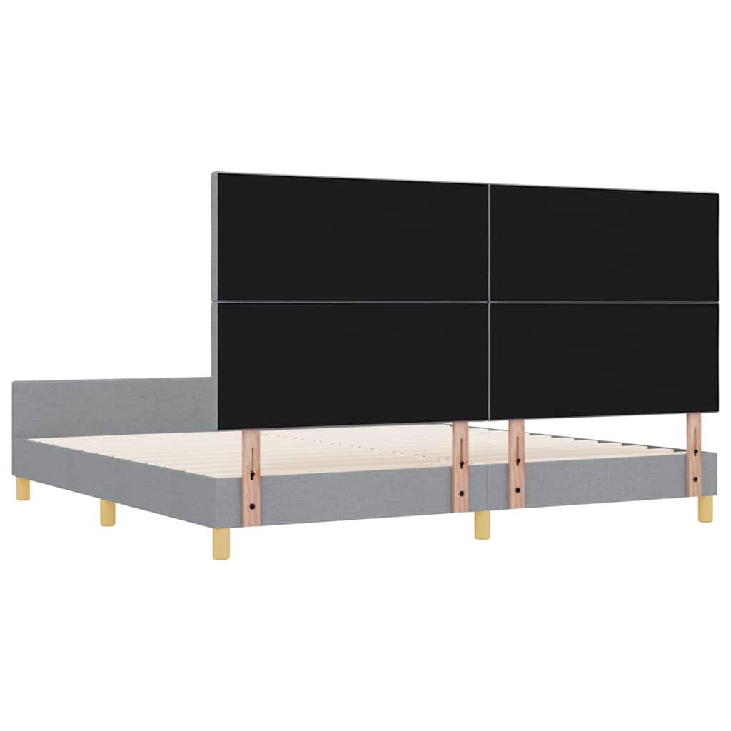 Cadre de lit avec tête de lit Gris clair 200 x 200 cm tissu - XIOS