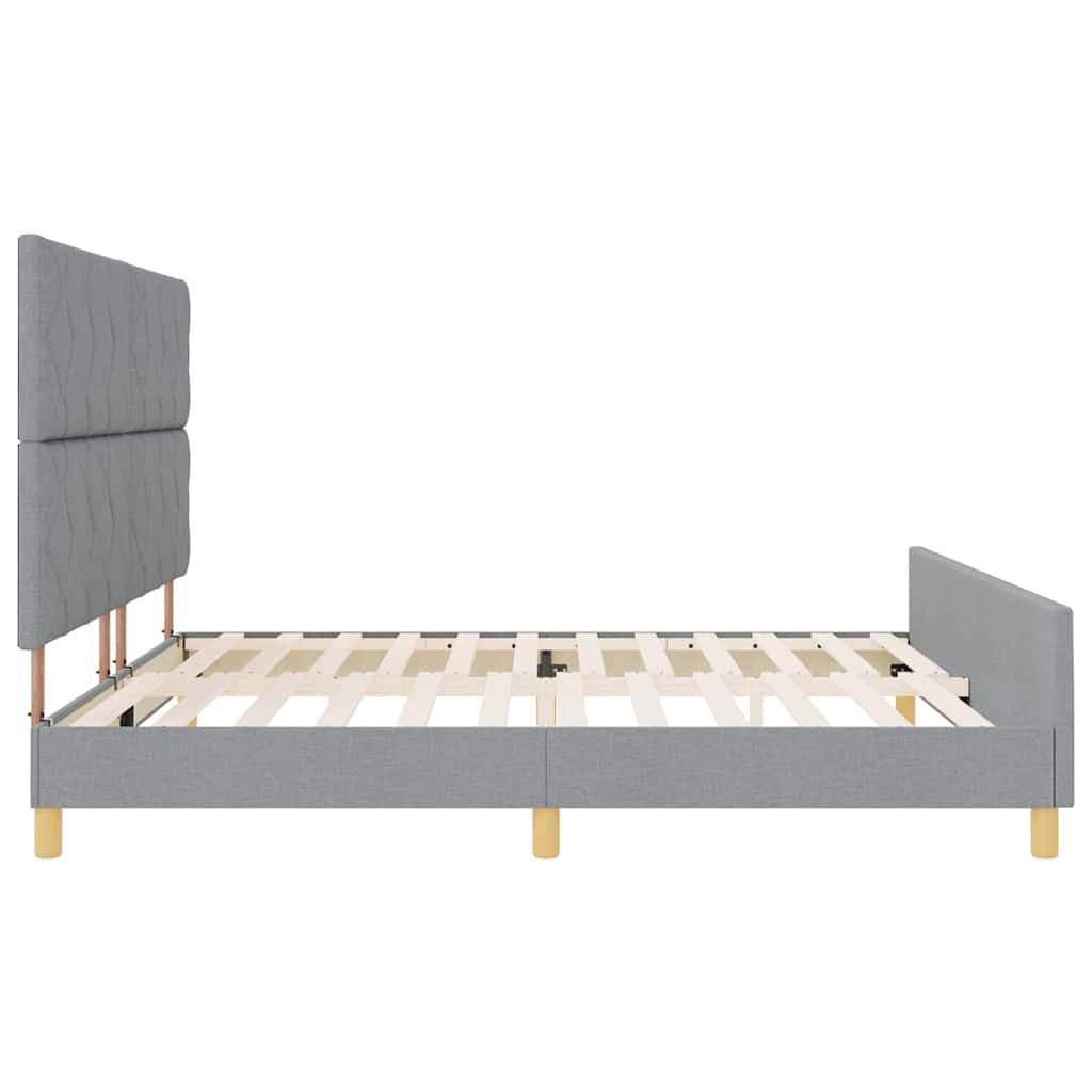 Cadre de lit avec tête de lit Gris clair 200 x 200 cm tissu - XIOS