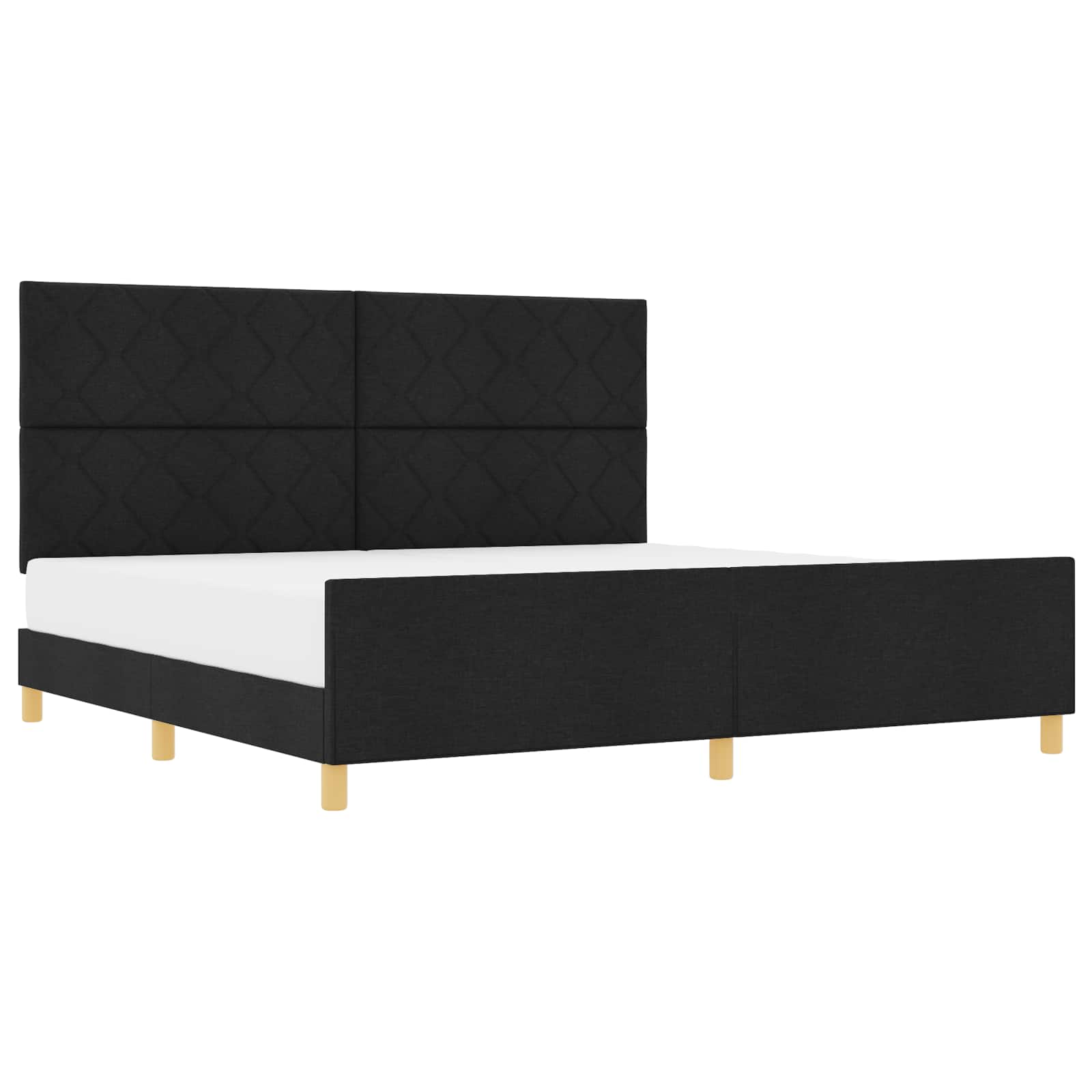 Cadre de lit avec tête de lit Noir 200 x 200 cm tissu - XIOS