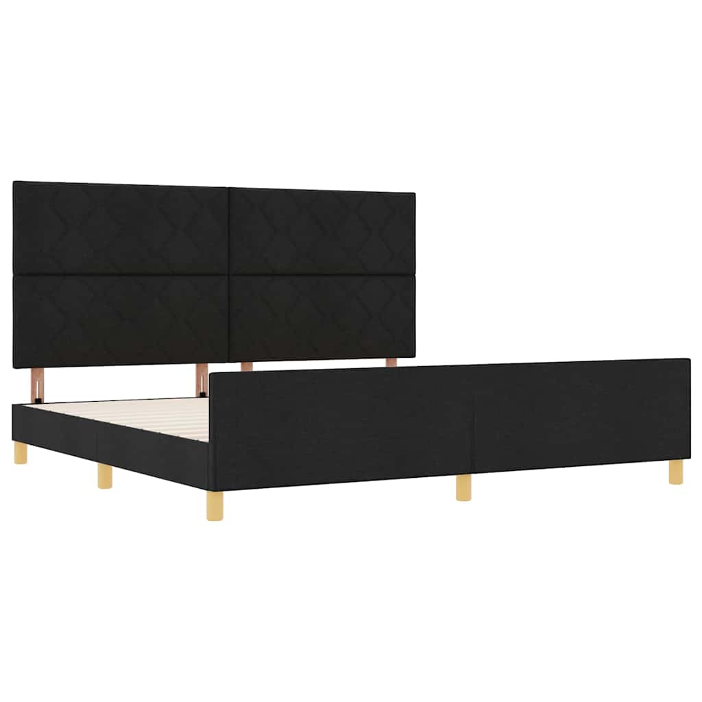 Cadre de lit avec tête de lit Noir 200 x 200 cm tissu - XIOS