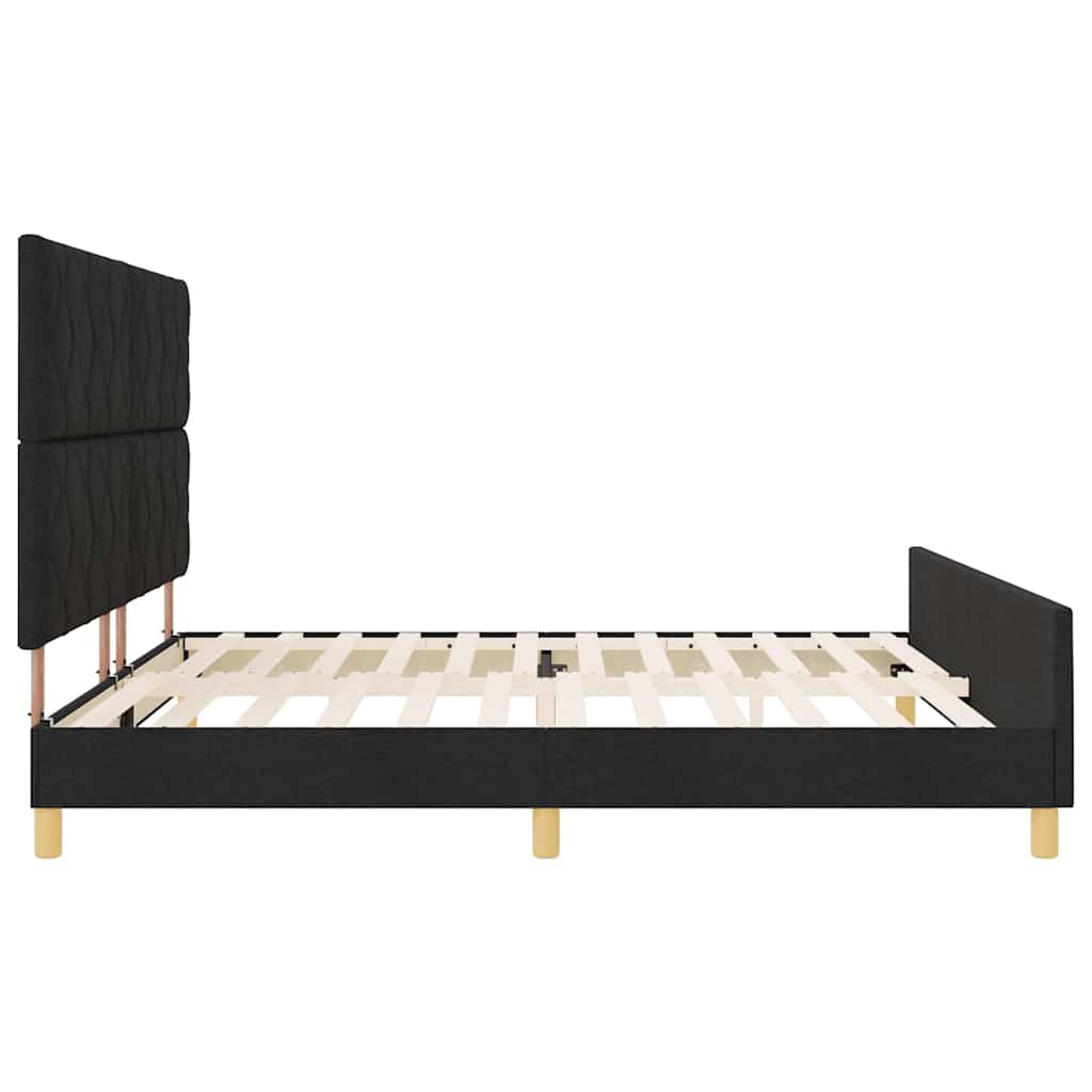 Cadre de lit avec tête de lit Noir 200 x 200 cm tissu - XIOS