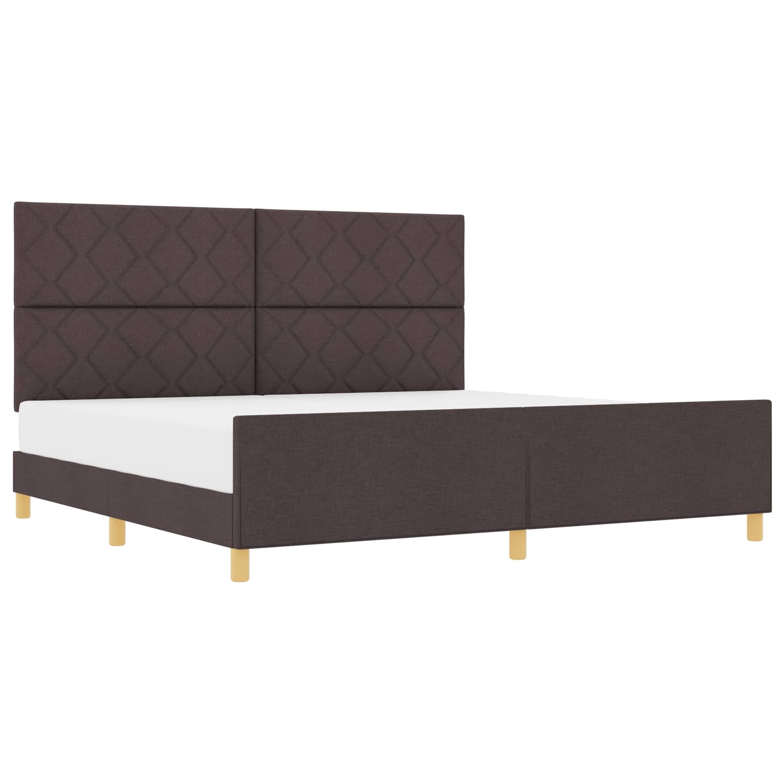 Cadre de lit avec tête de lit Marron foncé 200 x 200 cm tissu - XIOS