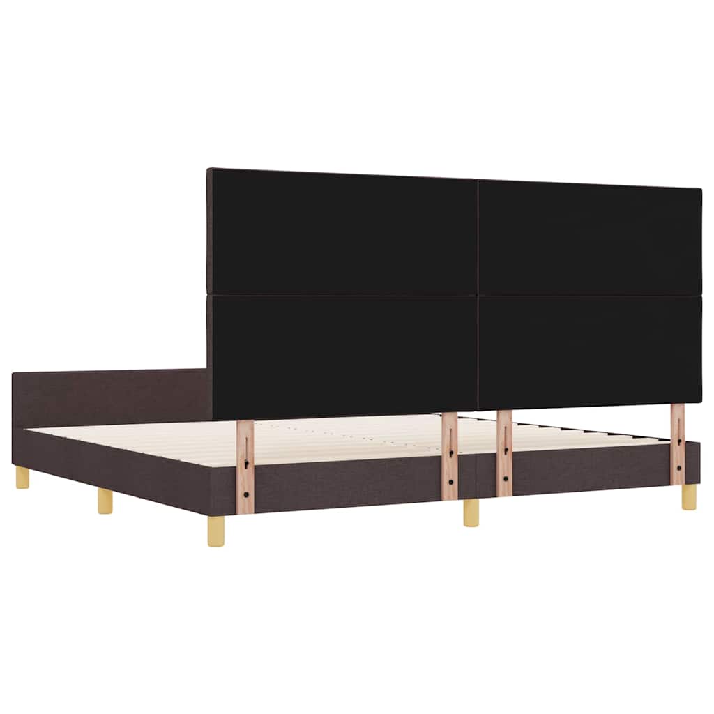 Cadre de lit avec tête de lit Marron foncé 200 x 200 cm tissu - XIOS