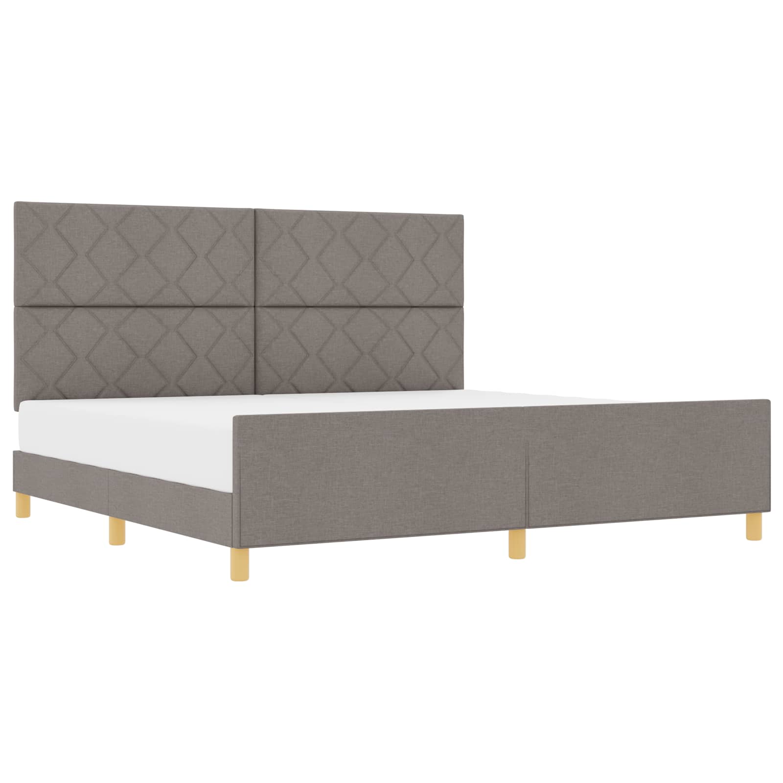 Cadre de lit avec tête de lit Taupe 200 x 200 cm tissu
