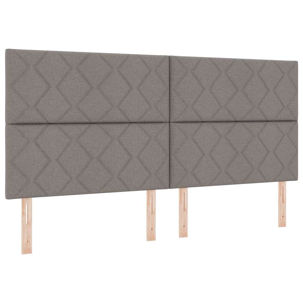 Cadre de lit avec tête de lit Taupe 200 x 200 cm tissu