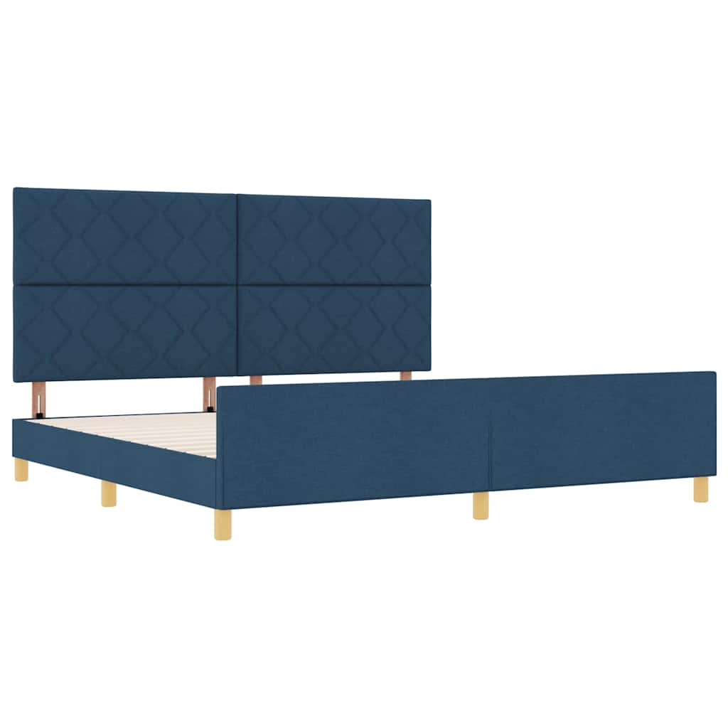 Cadre de lit avec tête de lit Bleu 200 x 200 cm tissu - XIOS