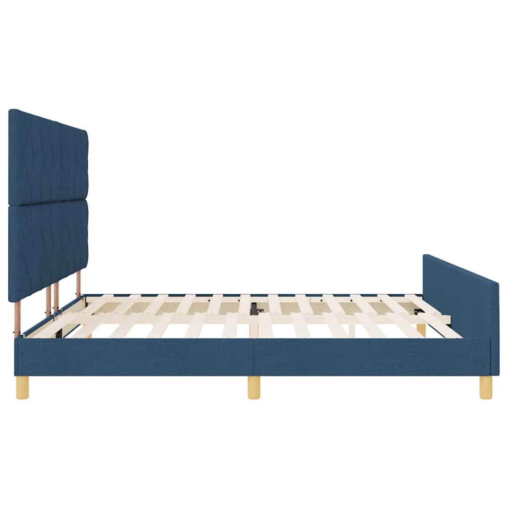 Cadre de lit avec tête de lit Bleu 200 x 200 cm tissu