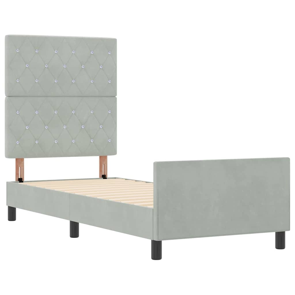 Cadre de lit avec tête de lit Gris clair 80 x 200 cm Velours - XIOS