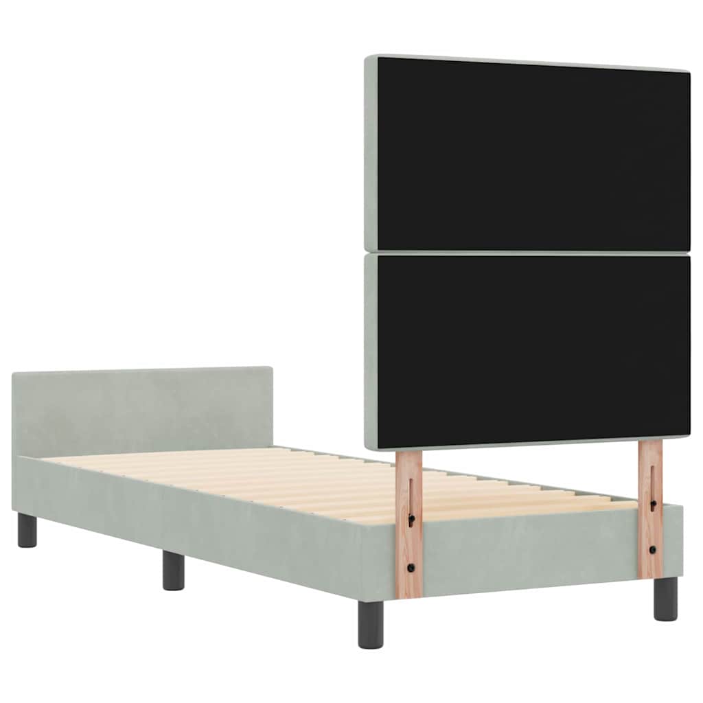Cadre de lit avec tête de lit Gris clair 80 x 200 cm Velours - XIOS