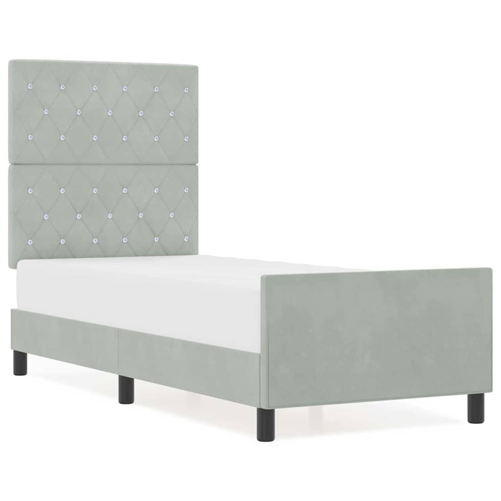 Cadre de lit avec tête de lit Gris clair 80 x 200 cm Velours - XIOS