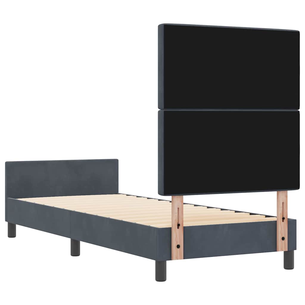 Cadre de lit avec tête de lit Gris foncé 80 x 200 cm Velours - XIOS